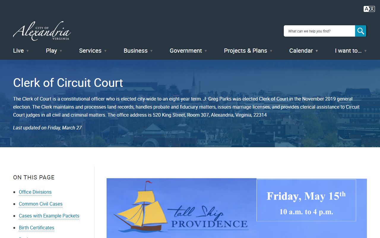 Alexandria Circuit Court Clerk criminal history portal
