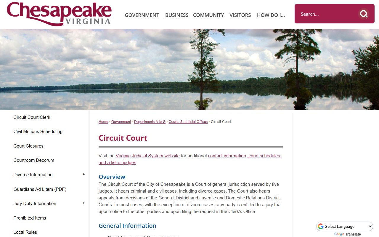 Chesapeake Circuit Court local criminal records