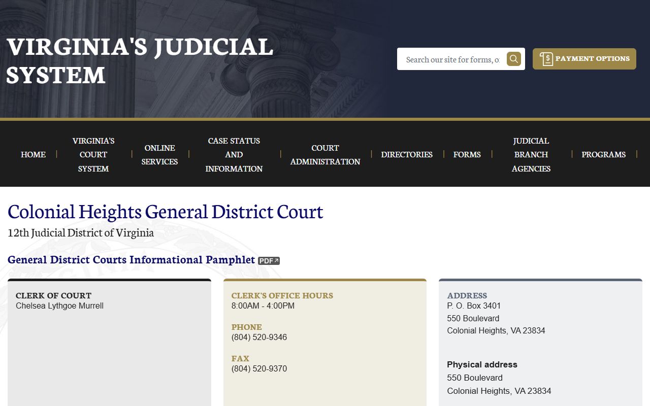 Colonial Heights General District Court criminal records