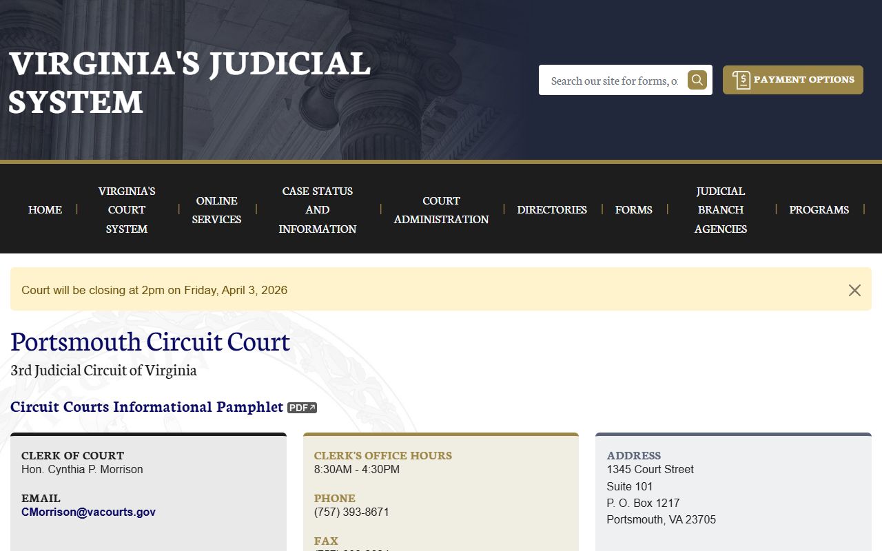 Portsmouth Circuit Court criminal history records