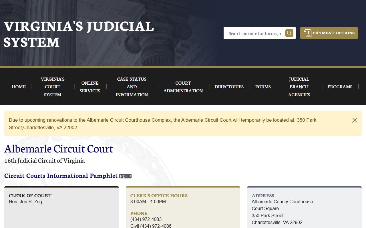 Albemarle County criminal history - Albemarle Circuit Court official page