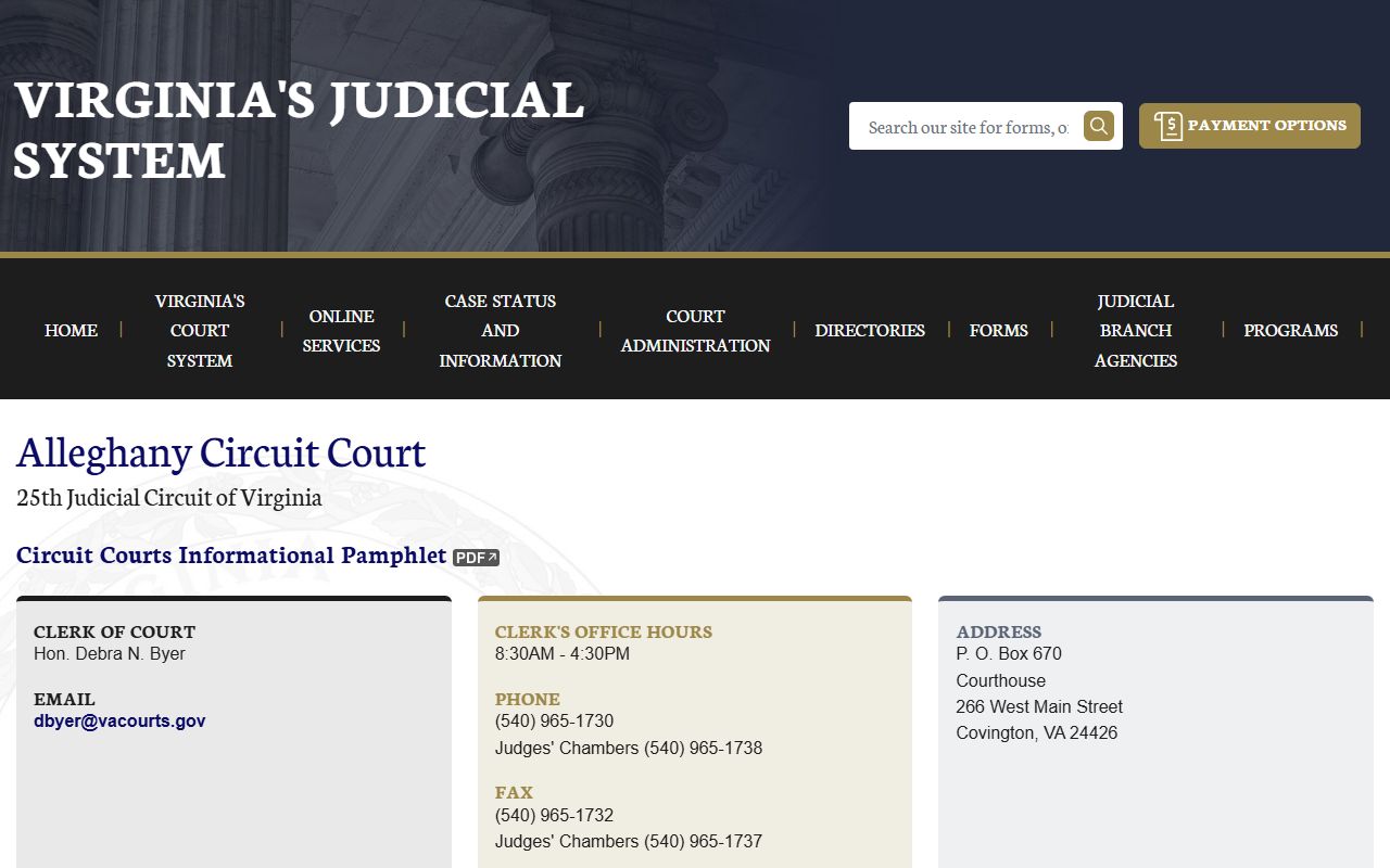 Alleghany County criminal history - Circuit Court page on vacourts.gov