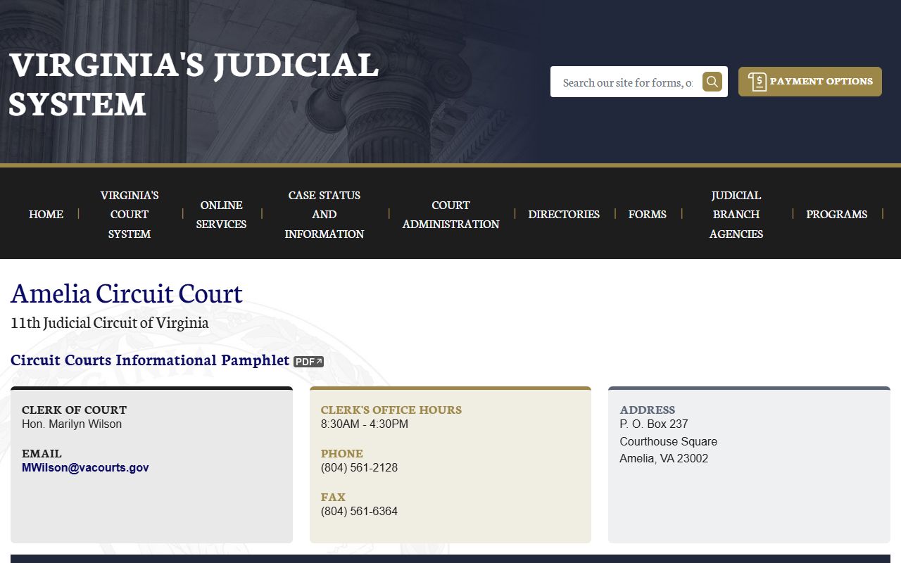 Amelia County criminal history - Circuit Court page on vacourts.gov