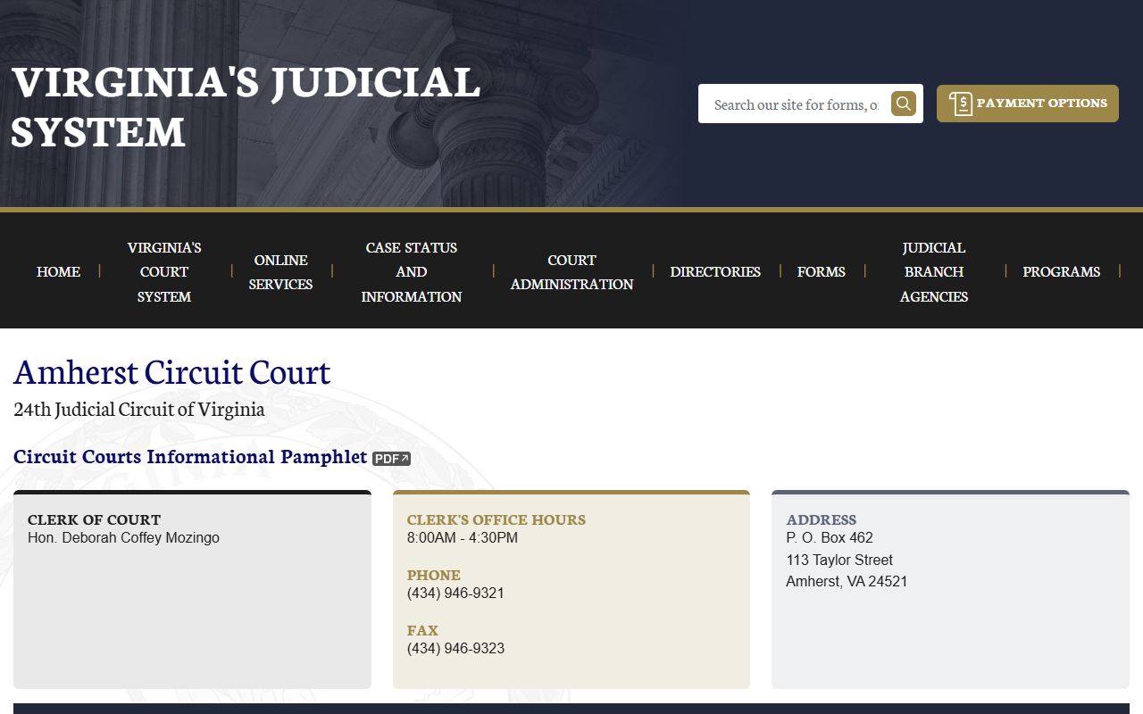 Amherst County criminal history - Amherst Circuit Court page on vacourts.gov