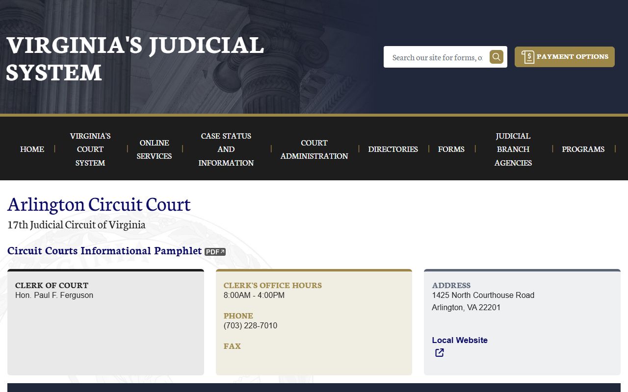 Arlington County criminal history - Arlington Circuit Court page on vacourts.gov