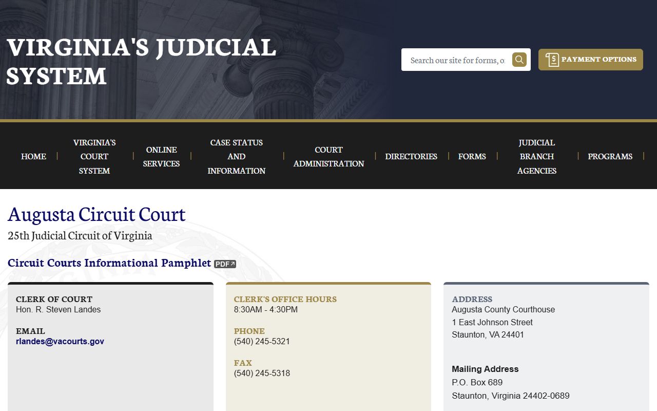 Augusta County criminal history - Augusta Circuit Court page on vacourts.gov