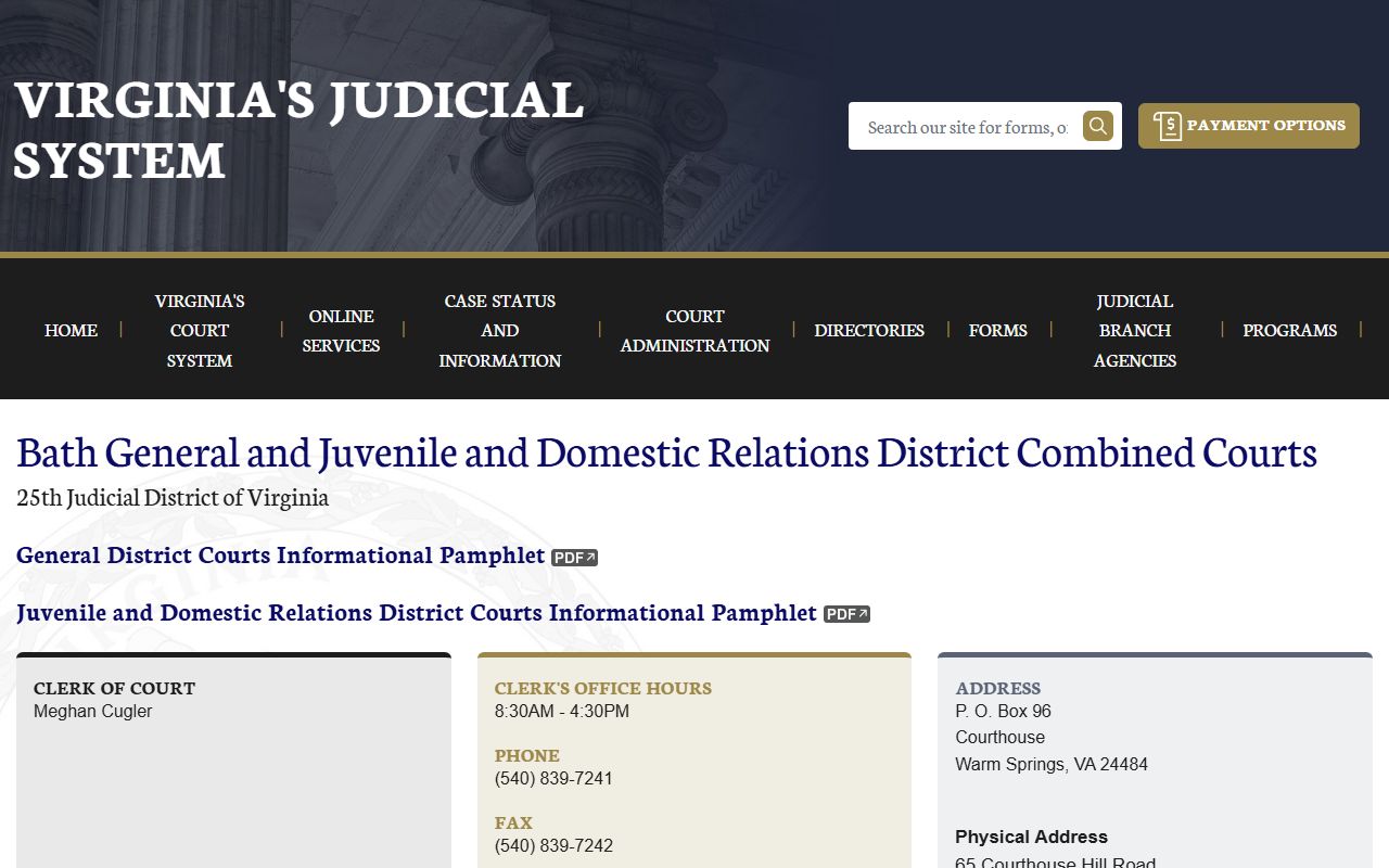 Bath County Combined Courts criminal records