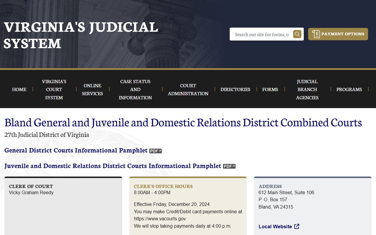 Bland County Combined Courts criminal records