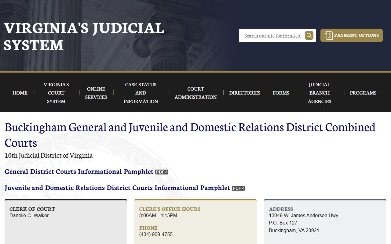 Buckingham County Combined Courts criminal records