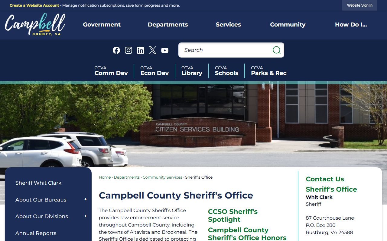 Campbell County Sheriff's Office criminal records website