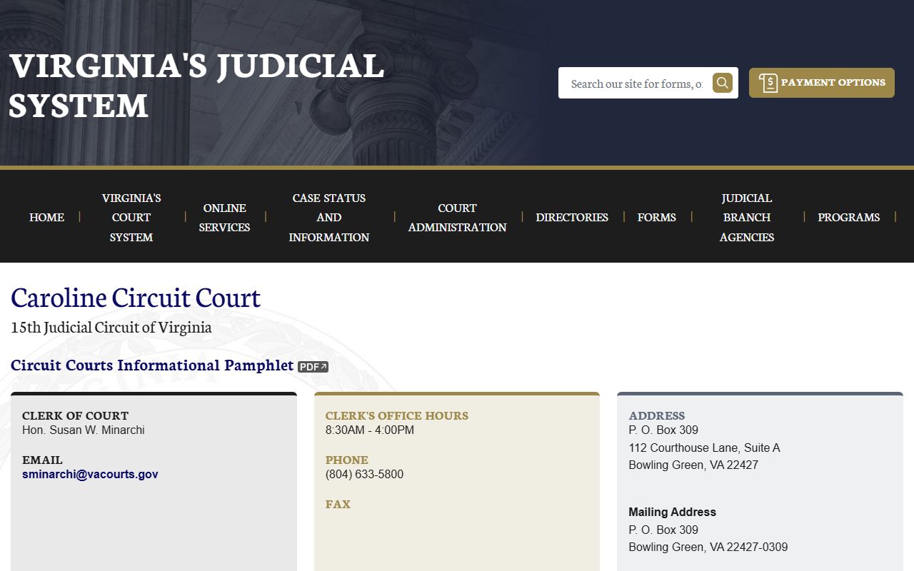 Caroline County Circuit Court criminal history records