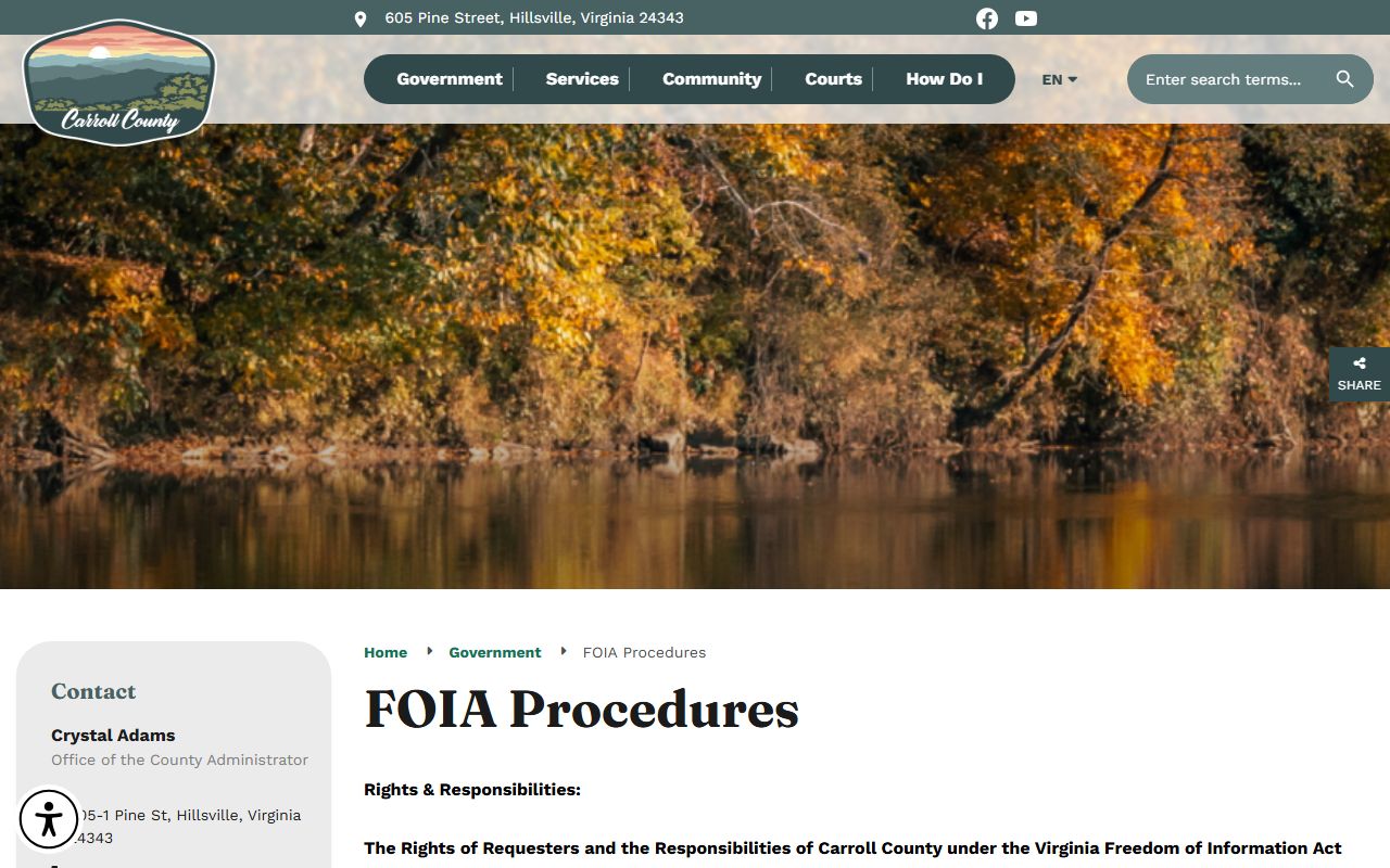 Carroll County FOIA procedures for criminal records