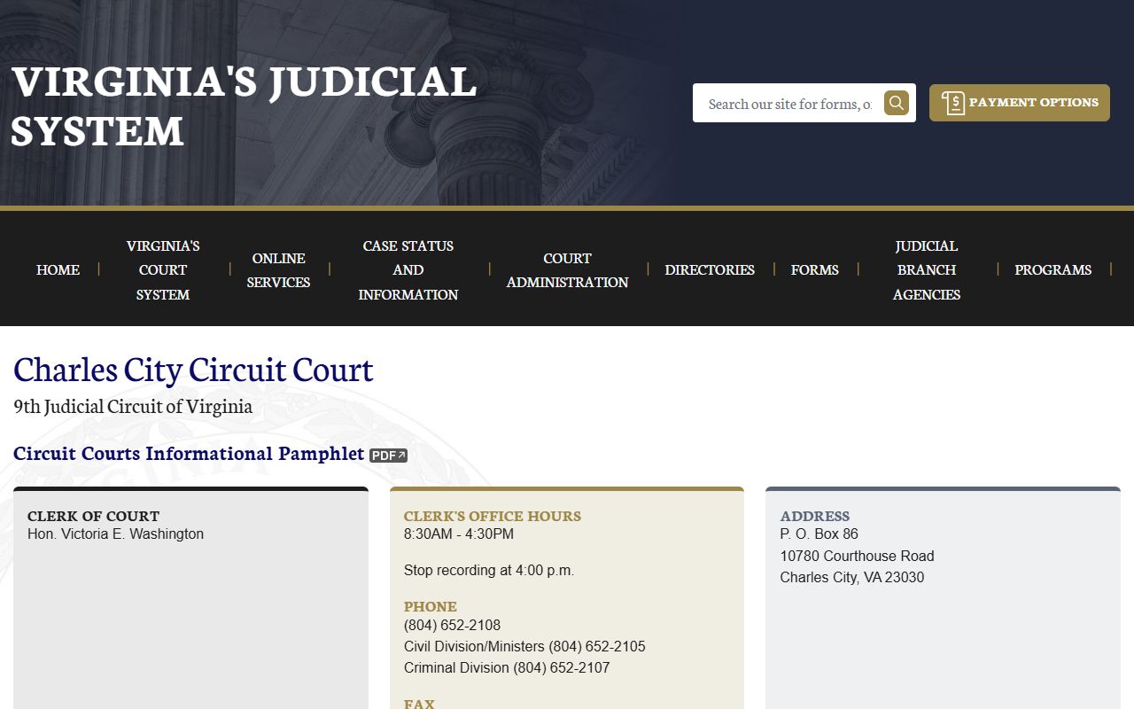 Charles City County Circuit Court criminal history records