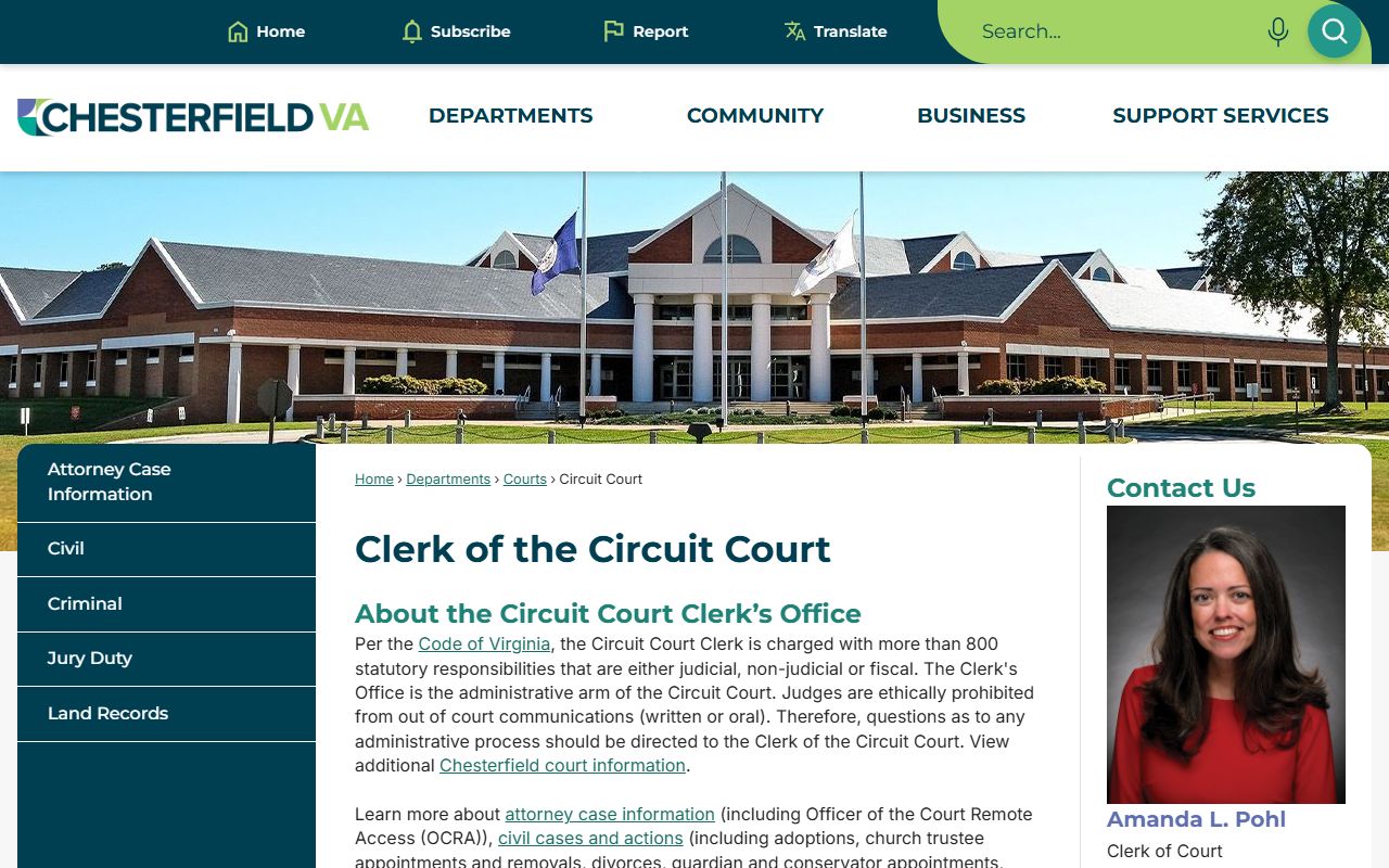 Chesterfield County Circuit Court Clerk criminal records access