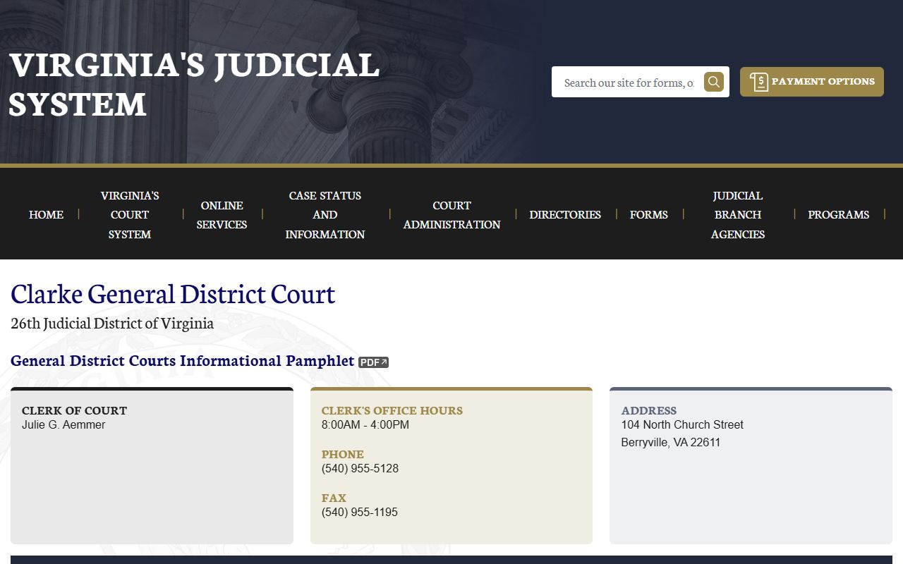 Clarke County General District Court criminal case information