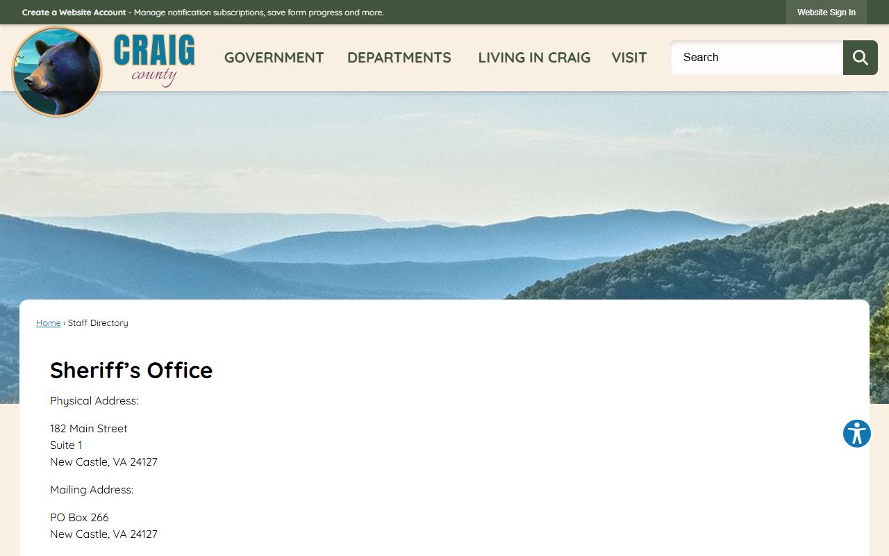 Craig County Sheriff's Office criminal records contact