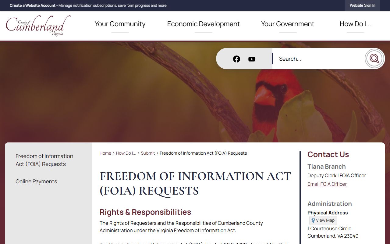 Cumberland County FOIA requests for criminal history records