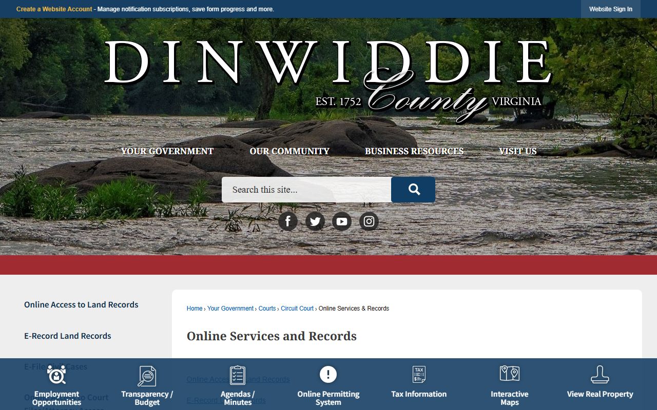 Dinwiddie County online services criminal records