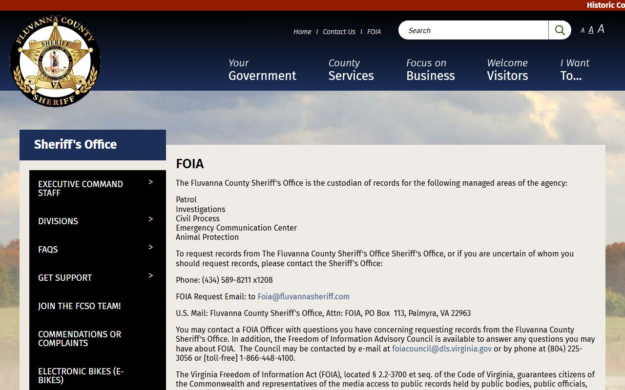 Fluvanna County FOIA criminal records