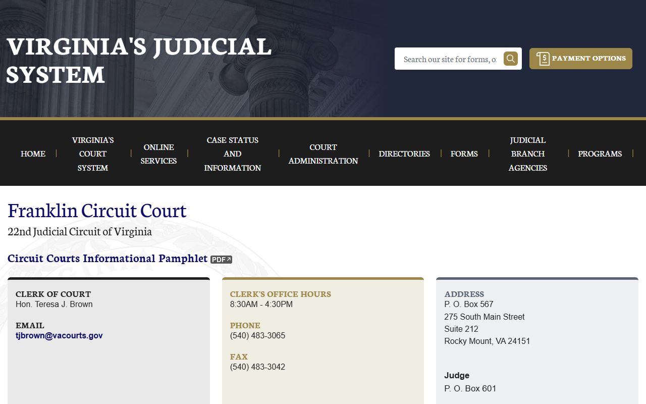 Franklin County Circuit Court criminal history records