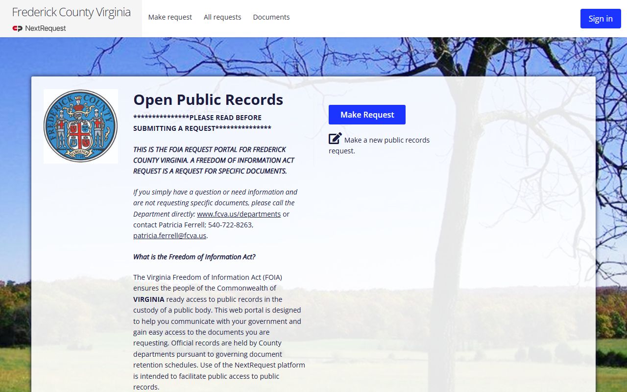 Frederick County records request portal