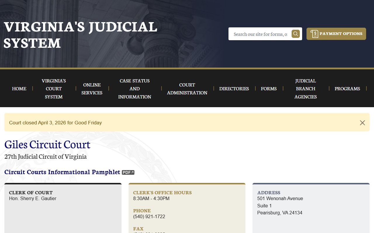Giles County Circuit Court criminal history records