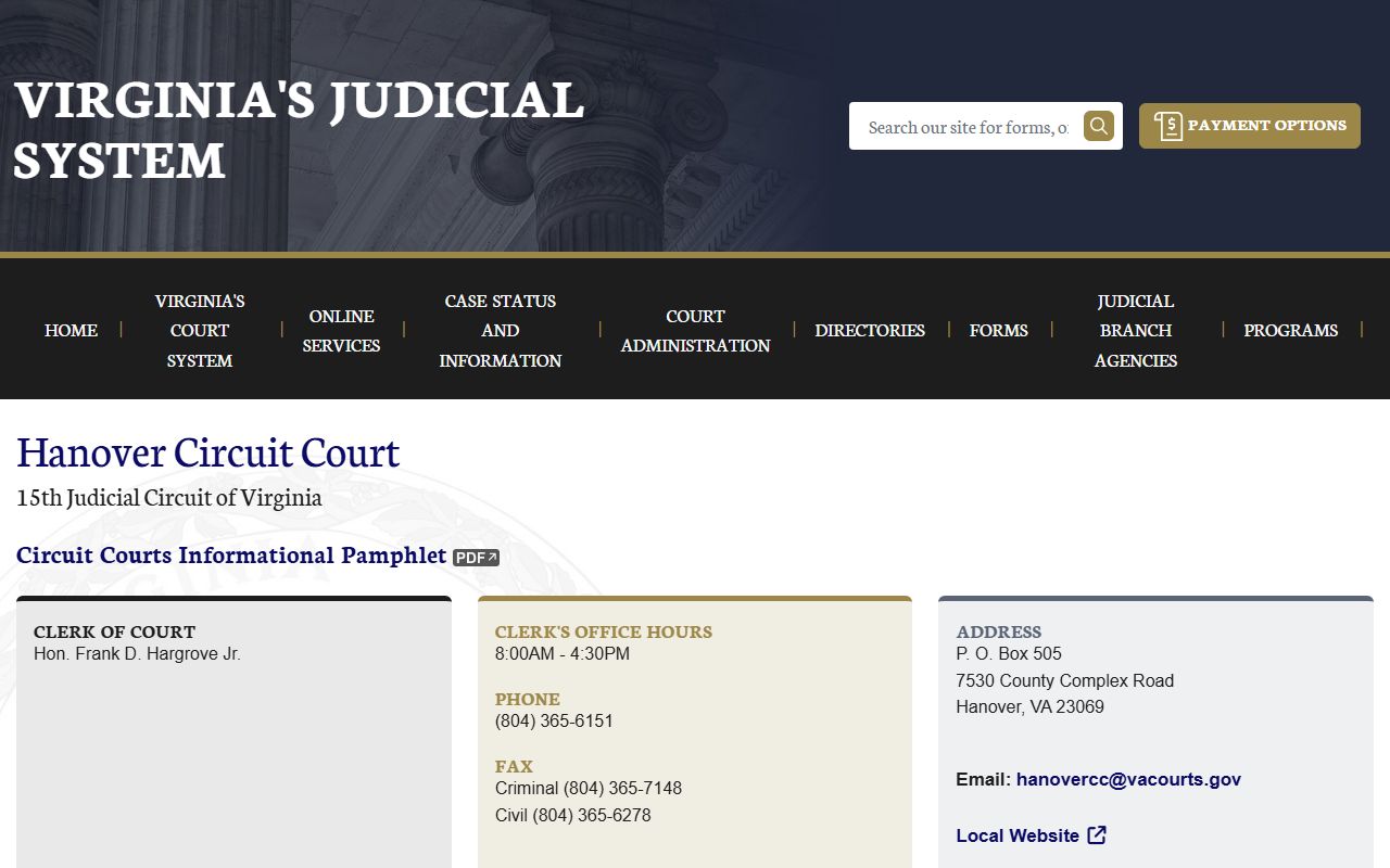 Hanover County Circuit Court criminal history records