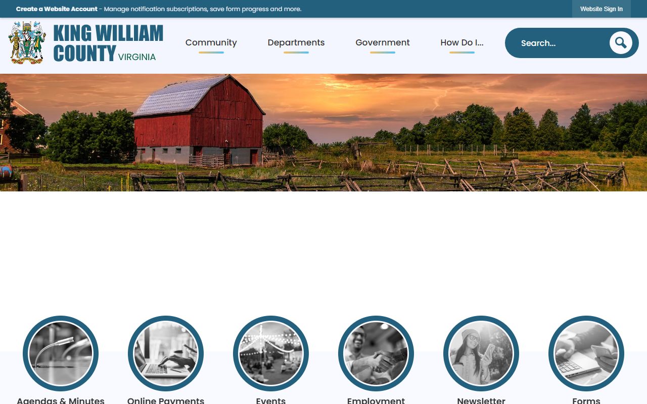 King William County government website - criminal history and public safety resources