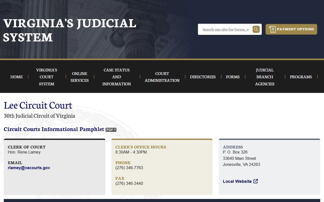 Lee County criminal history - Lee Circuit Court page