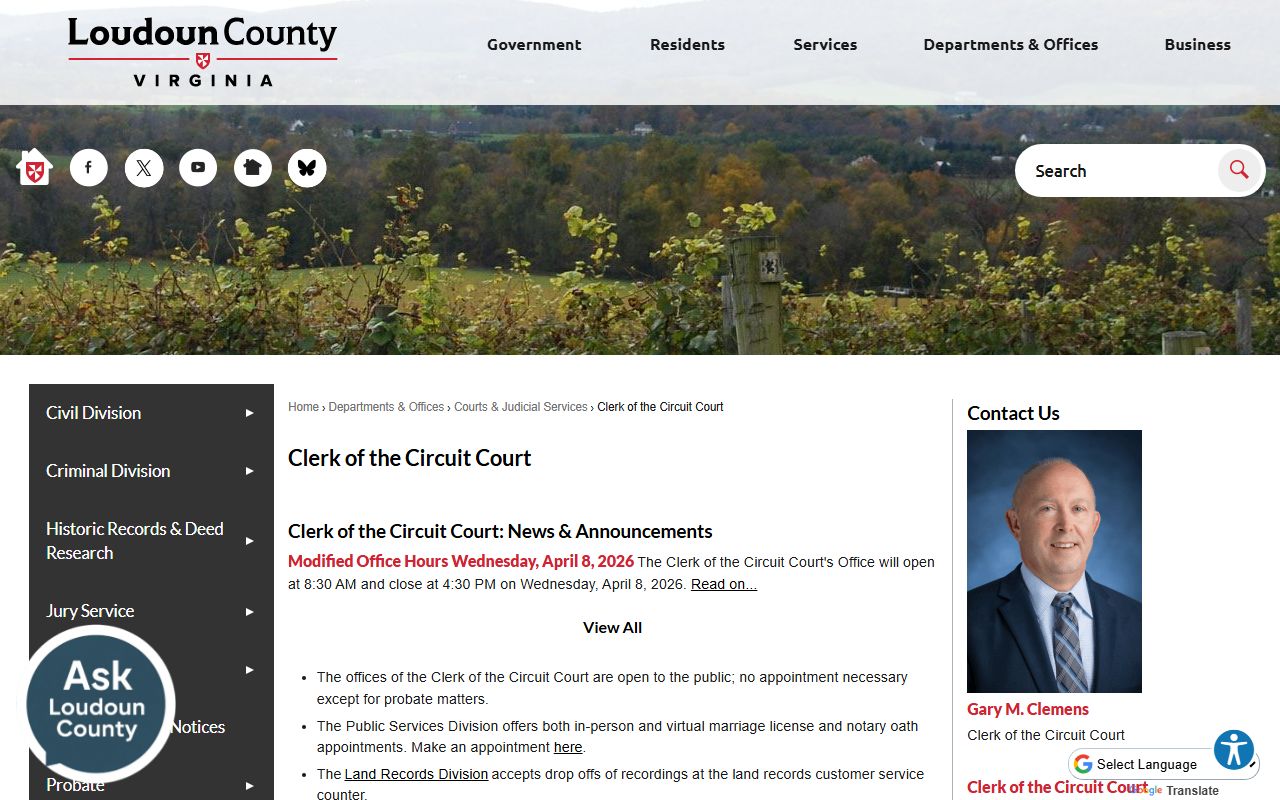 Loudoun County Circuit Court Clerk - criminal history records access