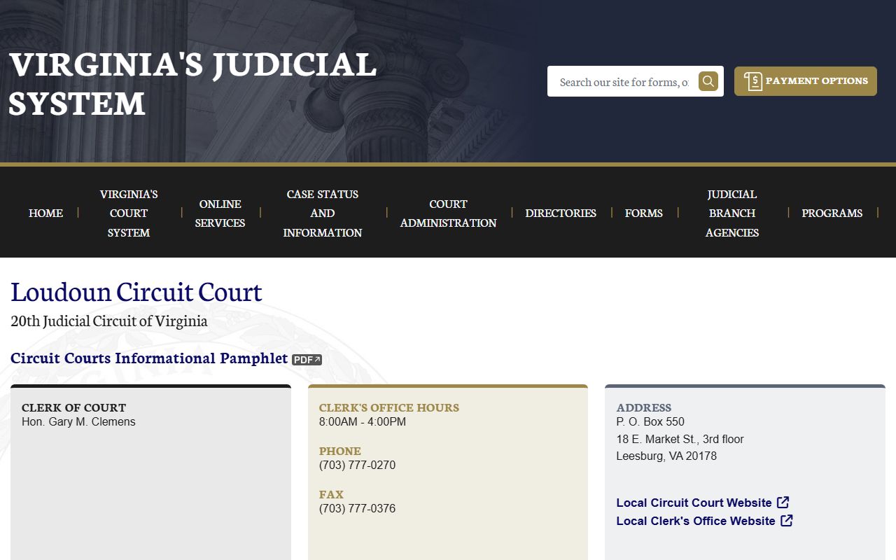 Loudoun County criminal history - Loudoun Circuit Court page