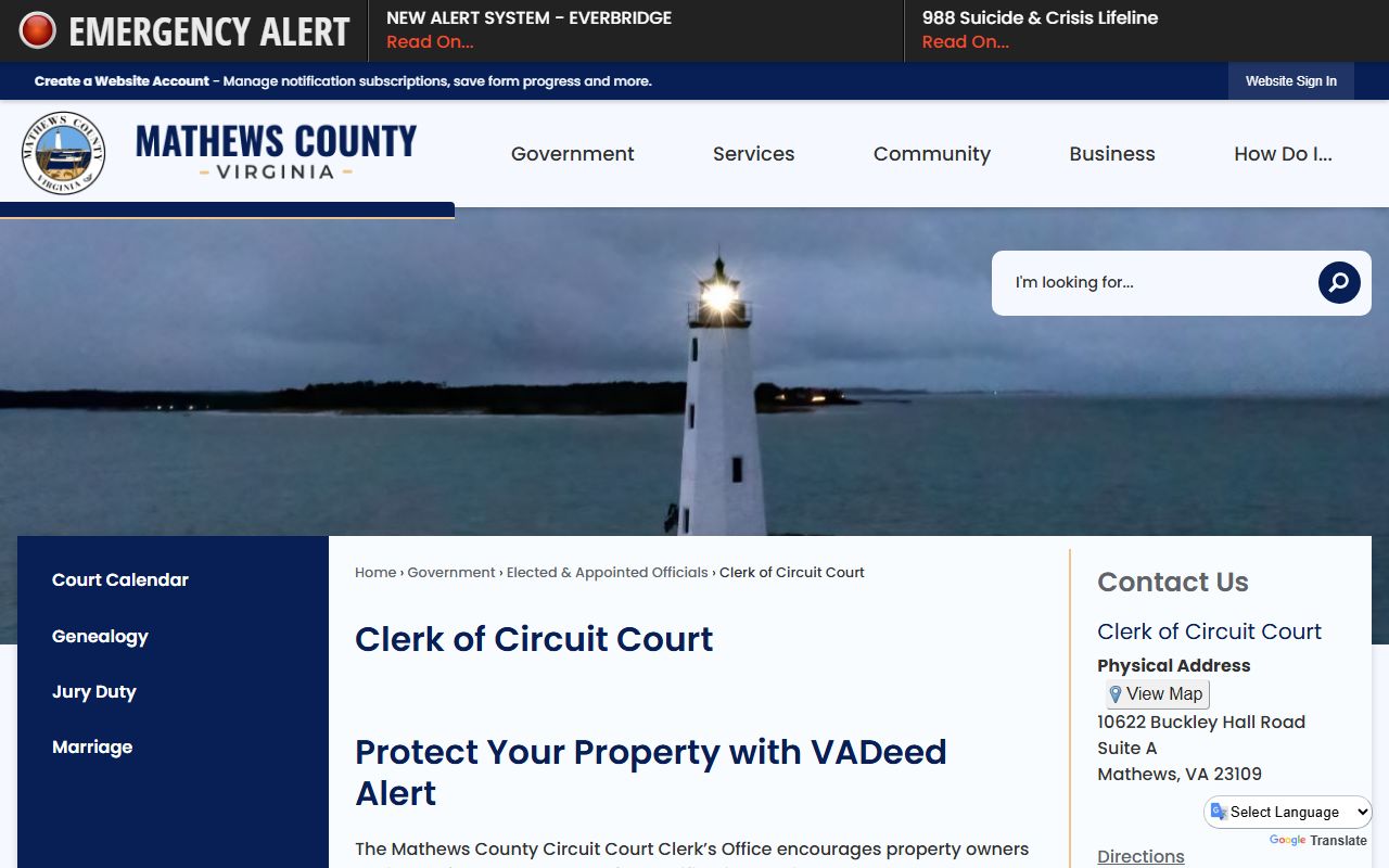 Mathews County Clerk of Circuit Court portal