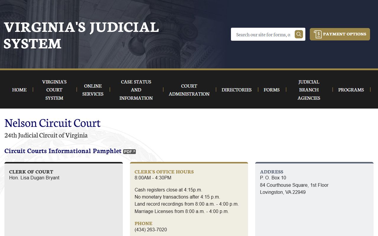 Nelson County Circuit Court criminal history records