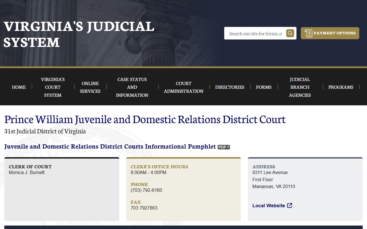 Prince William County criminal history - Prince William JDR Court page