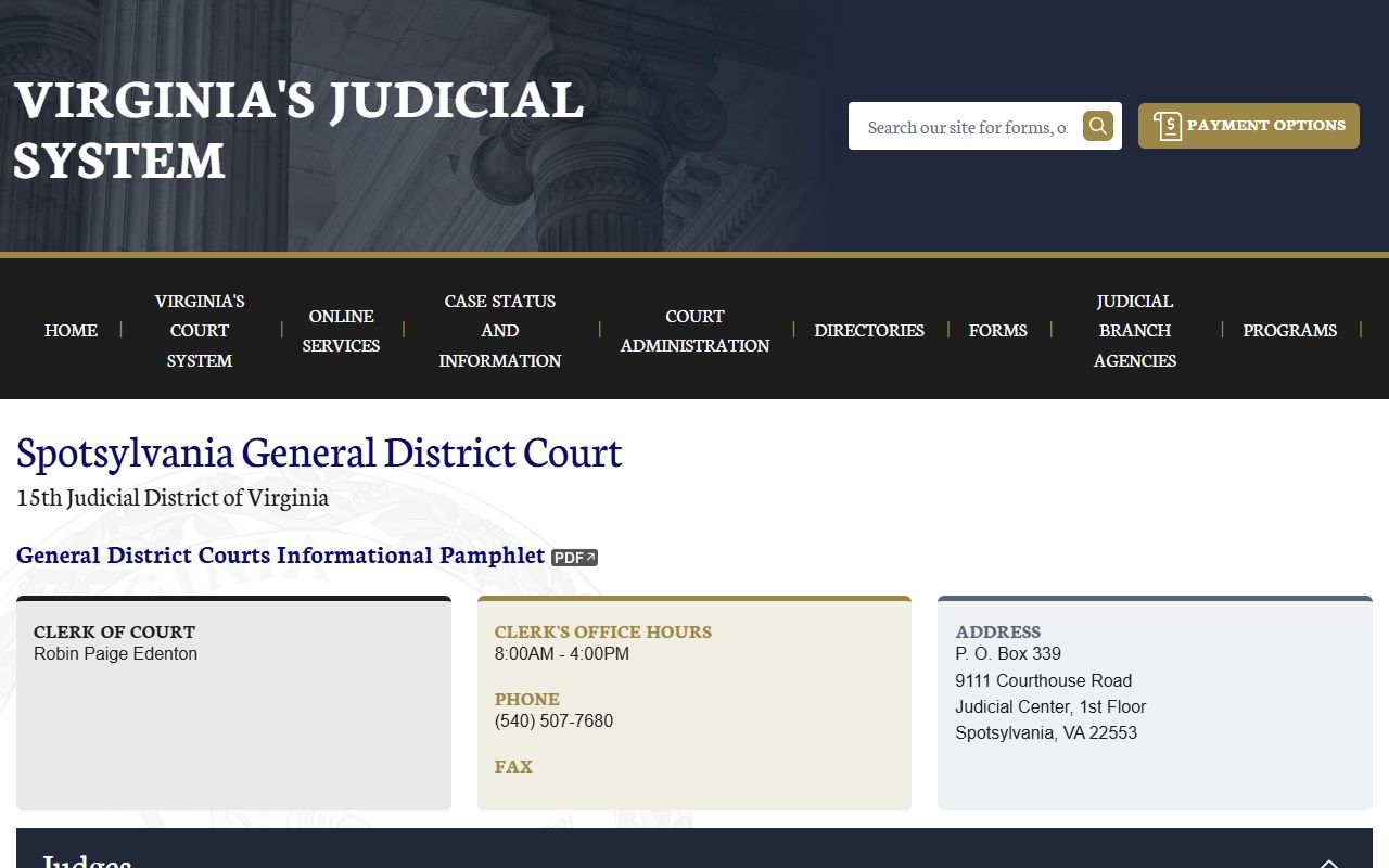 Spotsylvania County General District Court records