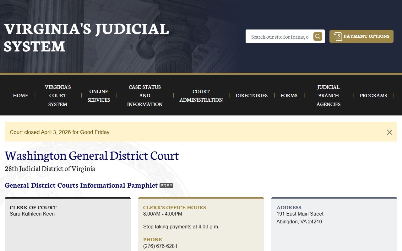 Washington County General District Court records
